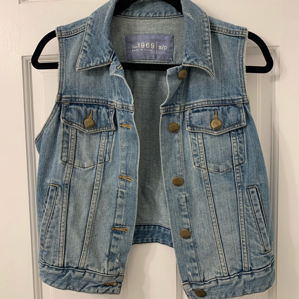 GAP Distressed Denim Vest